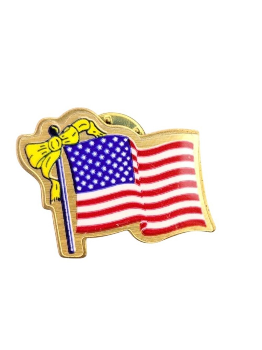 Vintage American Flag Pins Enamel Rhinestones 4th Of July Lot Of 2 Patriotic Red - Picture 3 of 8
